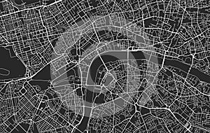 Black and white vector city map of London