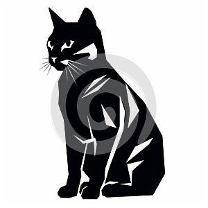 Cat Silhouette Vector: Cubist Faceting Inspired Clip Art photo