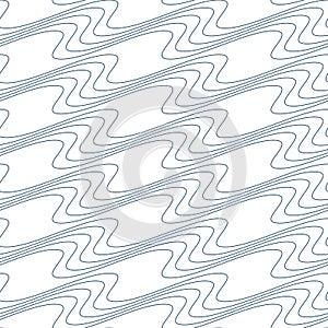 Black and white vector endless pattern created with thin undulate stripes, seamless netting composition. Continuous interlace tex photo