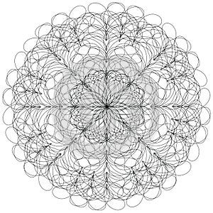 Black and white vector flower mandala background