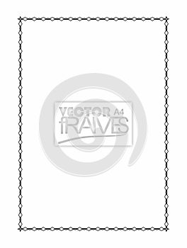 Black and white vector frames. A4 size frames. Rectangular frame in chain design. Simple frame design.