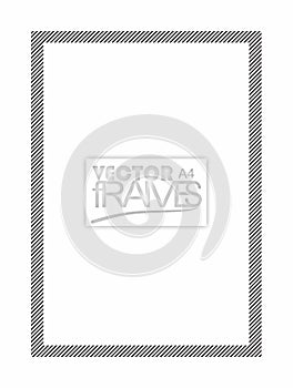 Black and white vector frames. A4 size frames. Rectangular frame in line art. Simple frame design.