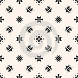 Black and white vector geometric halftone seamless pattern with small diamonds