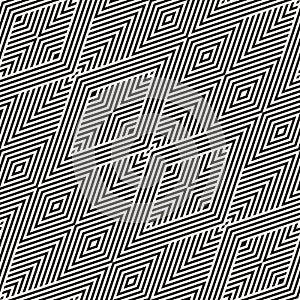 Black and white vector geometric linear seamless pattern with diagonal stripes