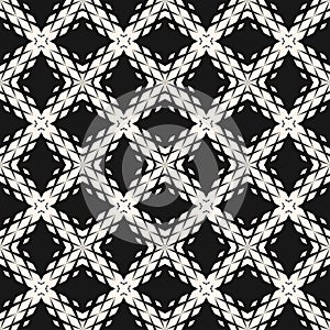 Black and white vector geometric seamless pattern with fading rhombuses, net