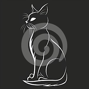 Black and white vector graphic of a cat silhouette. Generative AI