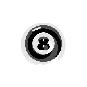 Black and white vector icon of a billiard ball number 8