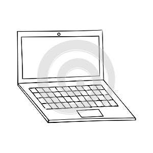 Black and white vector icon of a laptop