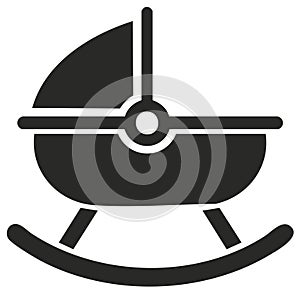 Black and White Vector Illustration of a Baby Cradle Icon