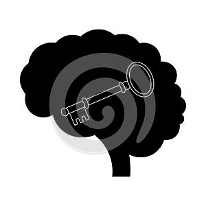 Key Inside the Brain Silhouette Vector Illustration