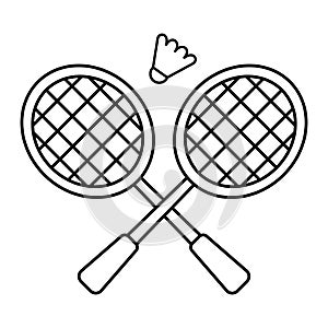 Badminton Rackets and Shuttlecock Vector Illustration