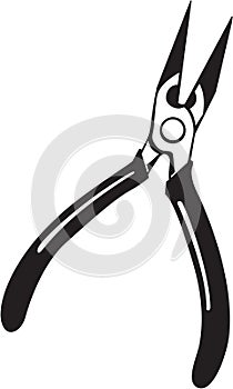 Black and White Needle Nose Pliers Illustration