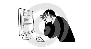 Frustrated Programmer at Computer with Code Errors