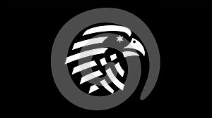 Stylized Eagle Head Logo with Stripes and Star, American Symbol