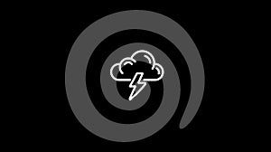 Cloud and Lightning Bolt Icon on Black Background