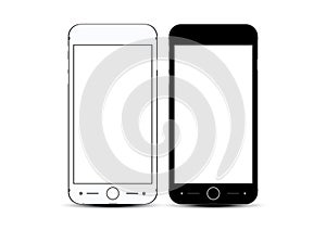 Black White Vector mockups realistic phone set
