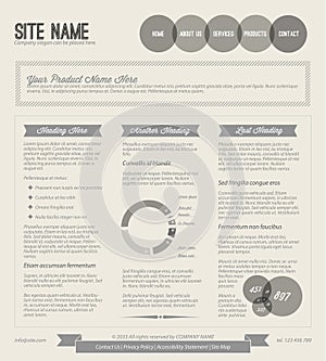 Black and white Vector Retro web page template