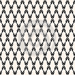 Black and white vector seamless pattern with fishnet, ropes, knitting, lattice