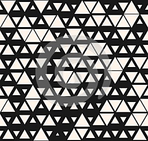 Black and white vector seamless pattern with small halftone triangles