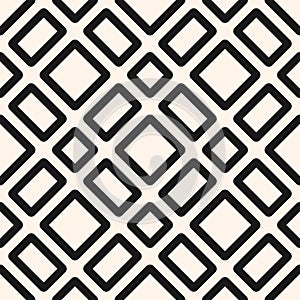 Black and white vector seamless pattern with squares, rectangles, grid, tiles