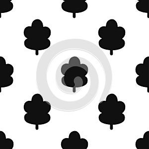 Black and white vector seamless tree leaf pattern