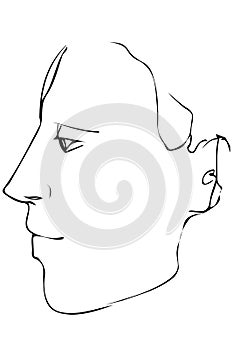 Sketch to portrait of a young man`s profile