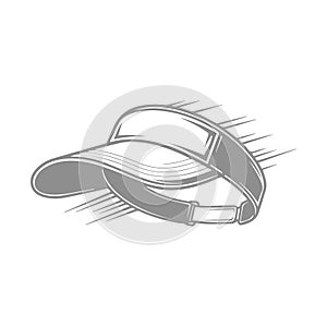 Black and white vector style illustration of a visor cap