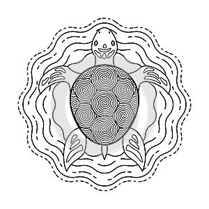 Black and white vector turtle coloring book
