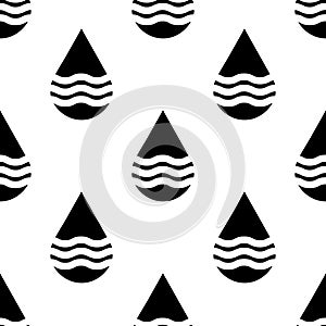 Black and white vector water drops seamless pattern