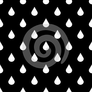 Black and white vector water drops seamless pattern