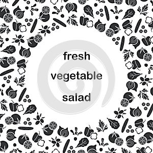 Black and white vegetables frame