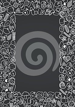 Black and white vegetables frame