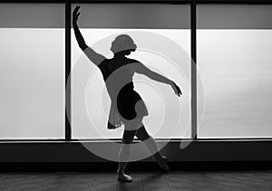 Black and white version of Ballet Dancer Lunge silhouette