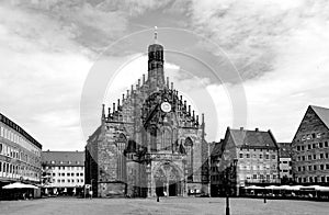 Black and white version of Nuremberg square in Bavarian Germany gives it even a more old world feel.