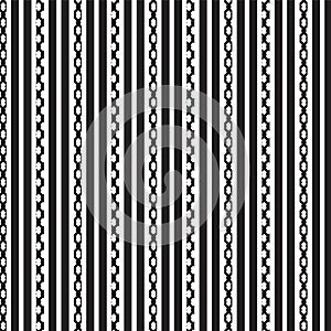 Black white vertical striped and black chain vertical striped pattern background