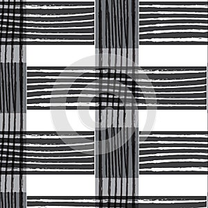 Black white vertical twist line on rectangle grey striped weave