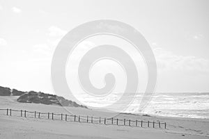 Black and White View of Beach