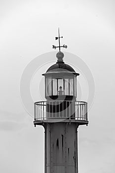 Black and white view of the old lighthouse Burgas in Bulgaria