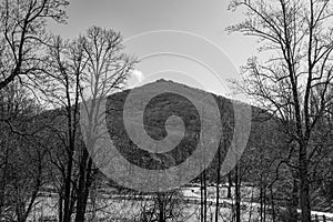 A Black and White View of Sharp Top Mountain