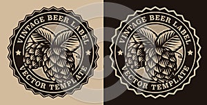 A black and white vintage beer emblem