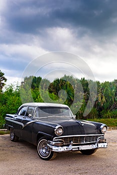 Black and White Vintage Car in Cuba