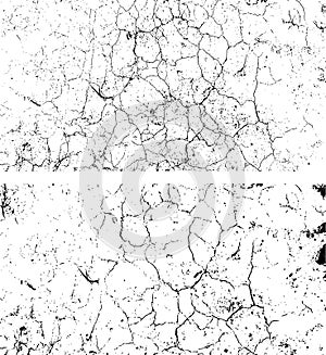 a black and white vintage of cracked concrete scribble effect set, old wall background crack vector, grunge texture,
