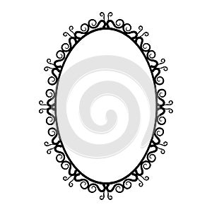 Black and white vintage oval frame on a white background