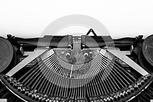 Black and white of Vintage typewriter  and copy space