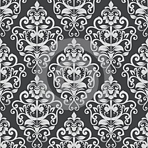 Black and white vintage wallpaper pattern.