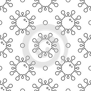 Black and white virus, coronavirus vector seamless pattern background for covid-19 related design