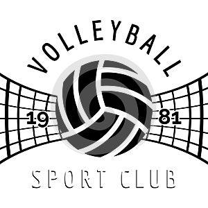 Black and white volleyball emblem