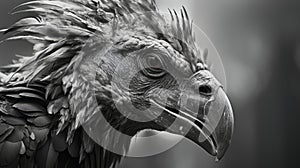 Black And White Vulture Head Portrait: Cryengine Style 3d Art