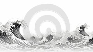 Black And White Wave Illustration Inspired By Kazuki Takamatsu