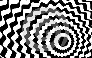 Black and white wave stripe optical abstract design. Vector background. curved lines